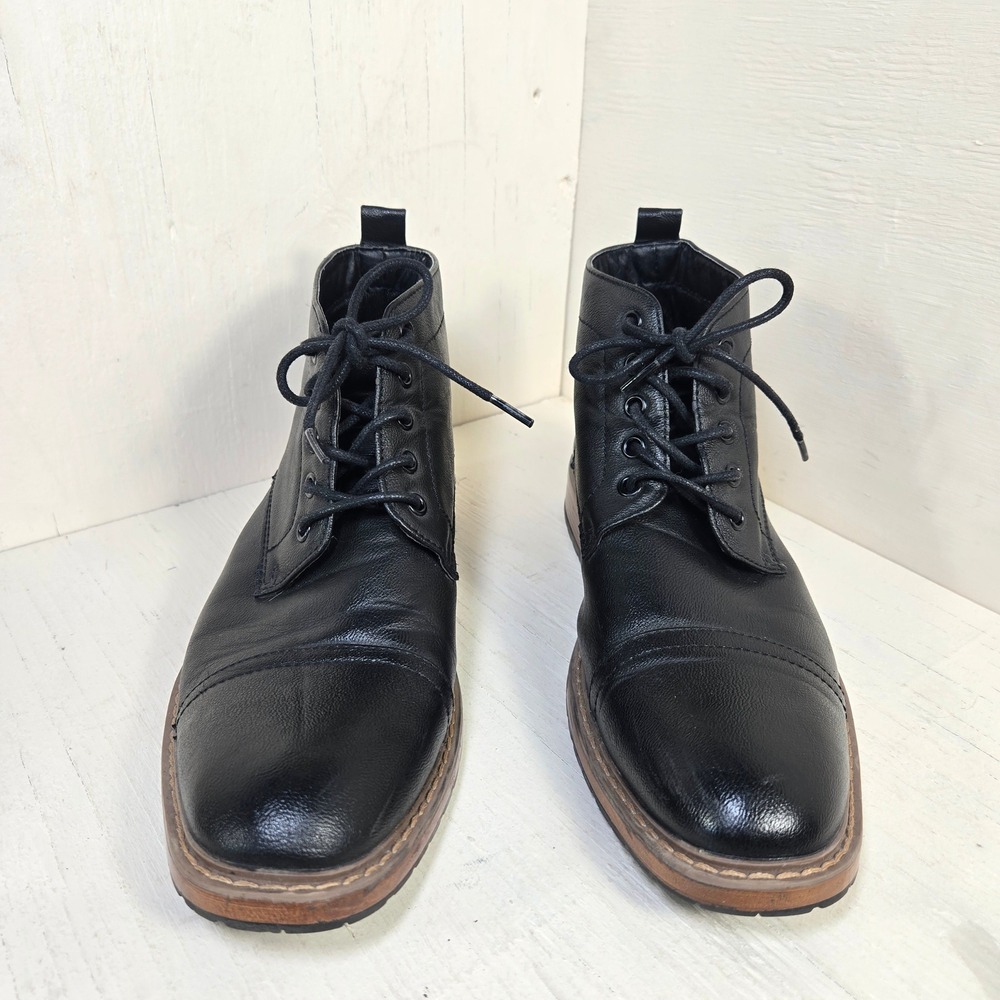 Perry Ellis America Manning Men's Black Cap Toe Lace Up Boots Design Size 8